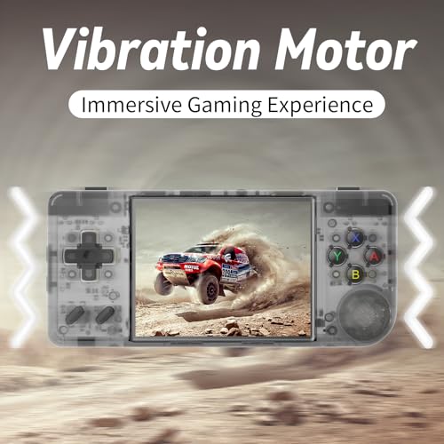 RG28XX Handheld Game Console Retro 2.83-inch Screen Video Game Player 64G TF Card Preinstalled 5000+ Games 3100mAh Battery(Black Transparent)