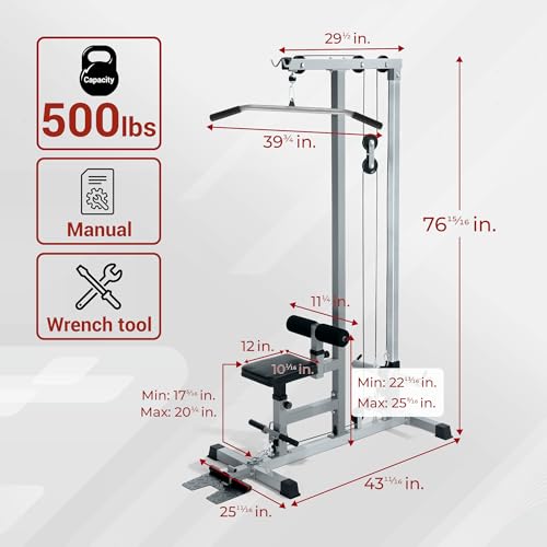Yes4All LAT Pull Down Machine and Cable Row Tower With Additional Pulley, High & Low Pulley Stations