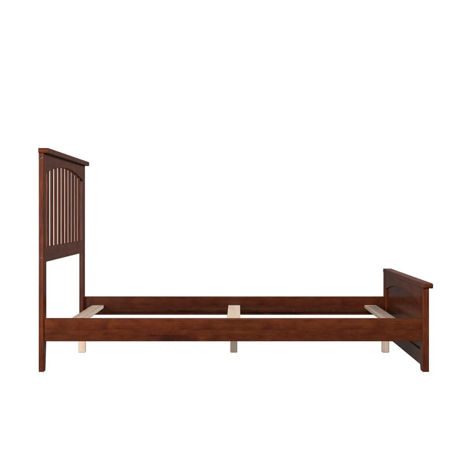 Leo & Lacey Farmhouse Solid Wood Full Spindle Bed with Headboard in Walnut