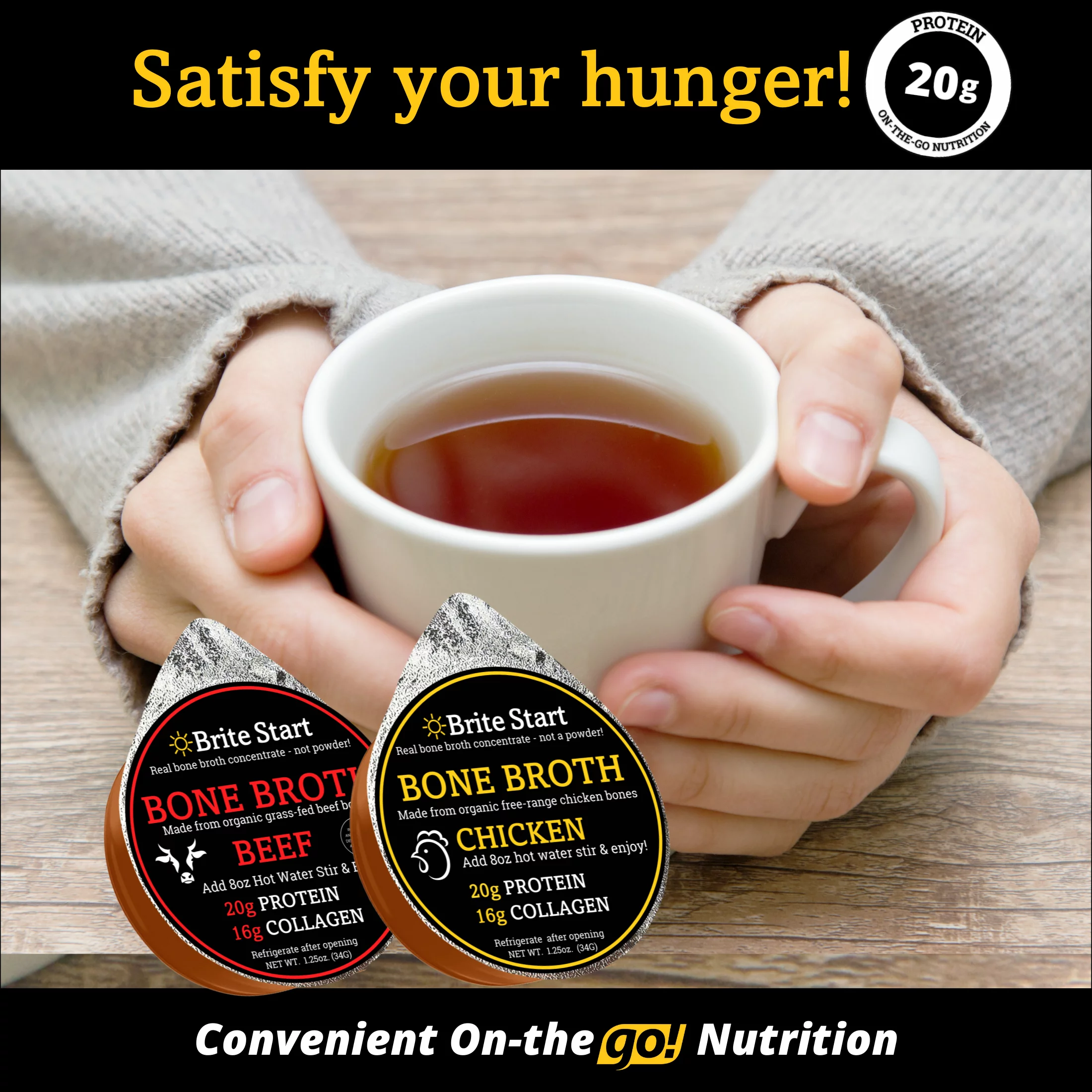 Brite Start Bone Broth Single Serve Concentrate - Beef - 4 Count