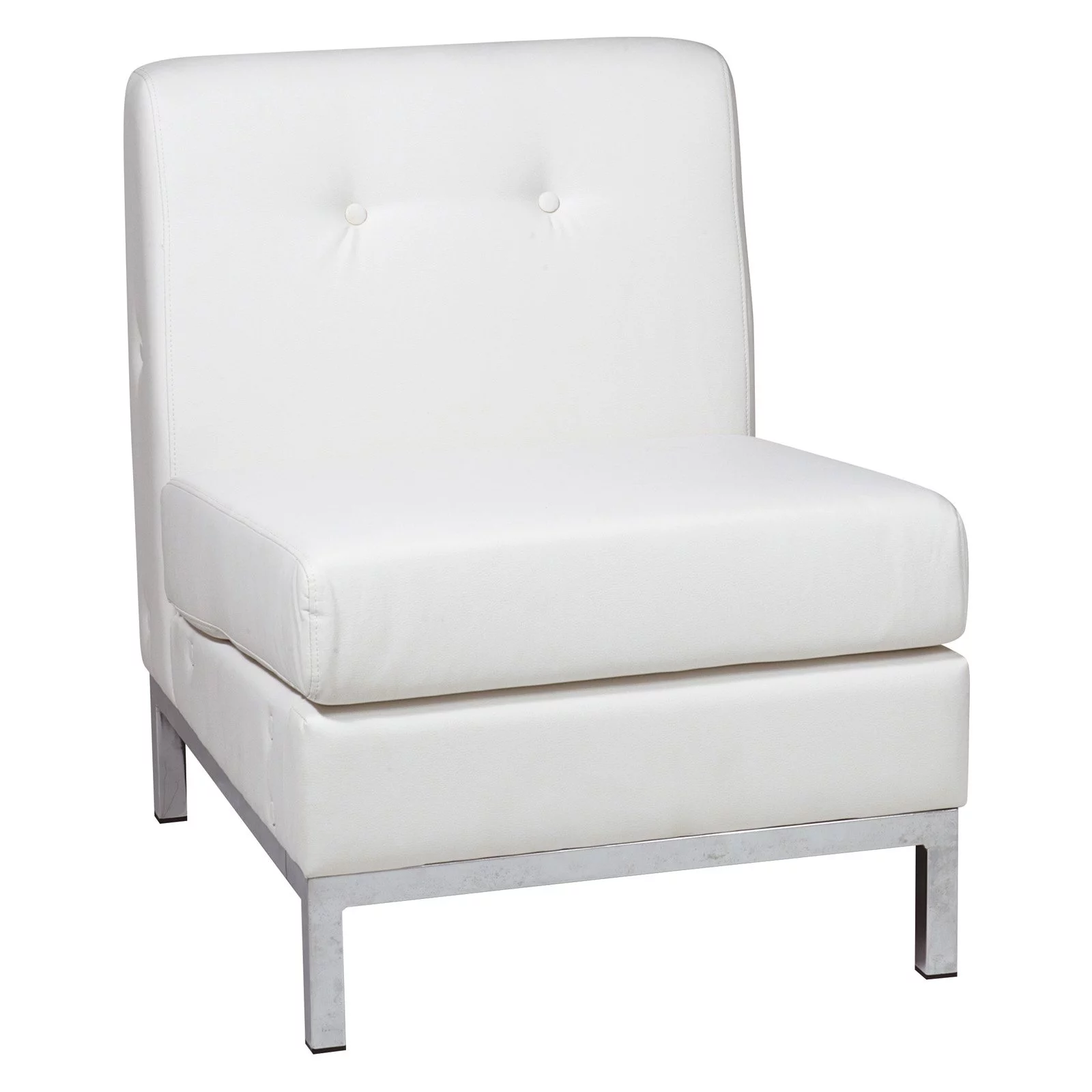 OSP Home Furnishings Wall Street Armless Chair. White Faux Leather.