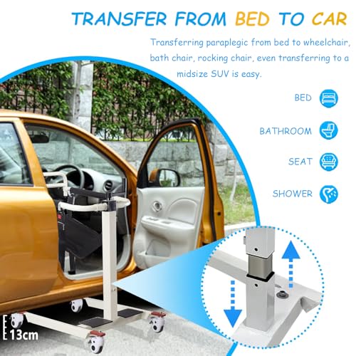 Patient Lift Wheelchair for Home Portable Transfer Chair Lightweight Wheelchair, Car Transfer Lift Transport Chair Adjustable Height Toilet Lift Seat Weight Capacity 330 lbs (Basic Version)