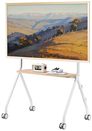 Easel Rolling TV Stand for 49-80 Inch TV Screen up to 110 LBS, Portable TV Stand with Wheels, Rolling TV Cart for Business, Office, School, Home, Black