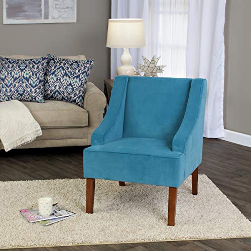 HomePop Velvet Swoop Arm Accent Chair, Suri Blue