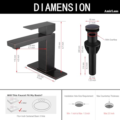 Brushed Gold Vessel Sink Faucet - Tall Single Hole Bathroom Faucet with Pop Up Drain, AML-11411-BG