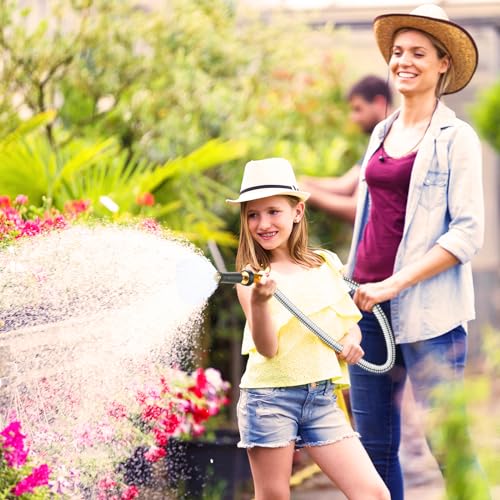 100 FT Garden Hose Expandable - 304 Stainless Steel Water Hose 100 FT - Heavy Duty Flexible Kink Free Hose, no Bite