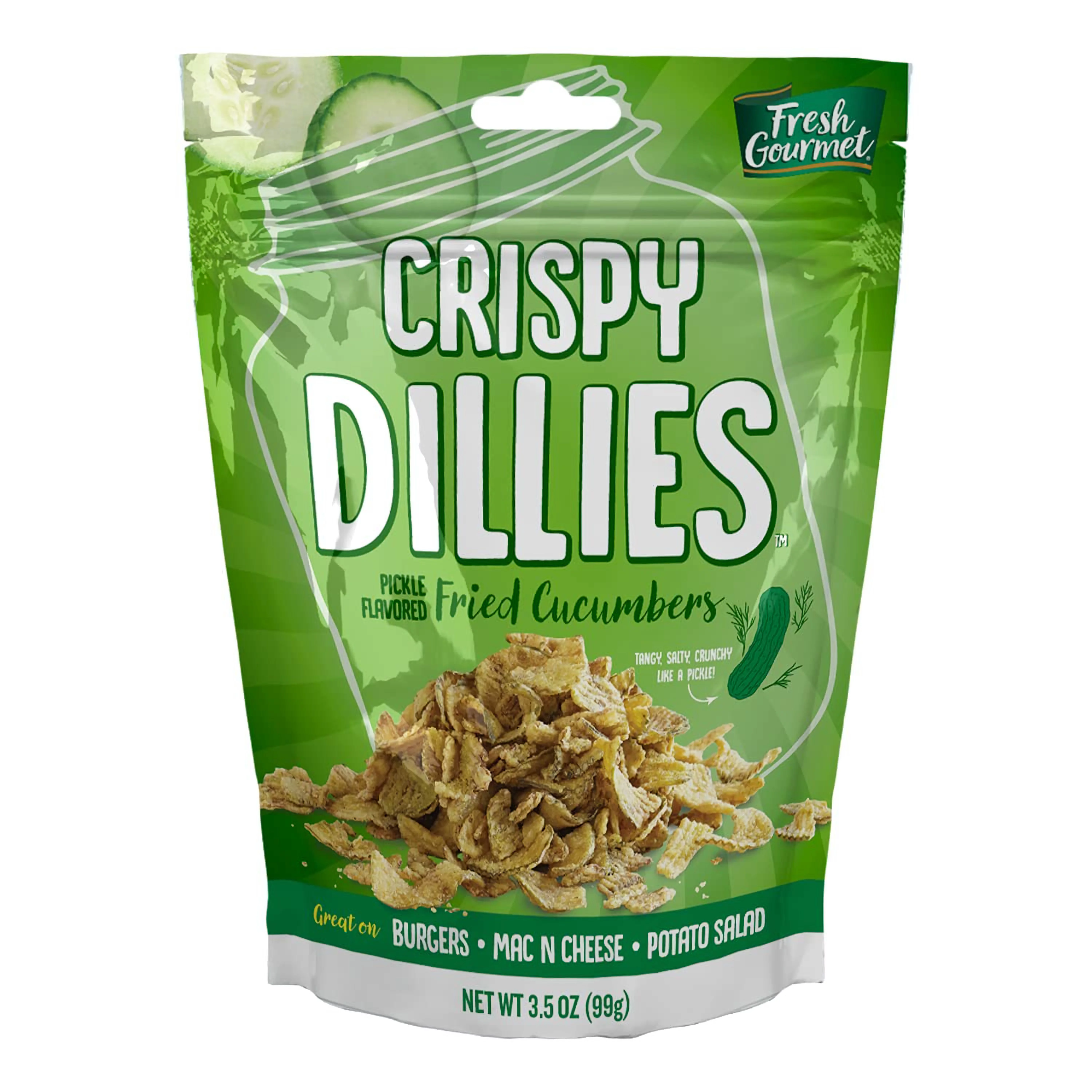 Fresh Gourmet Crispy Dillies Pickle Flavored Fried Cucumbers | Low Carb | Crunchy Snack and Sandwich Topper, 3.5 Ounce (6 Pack)