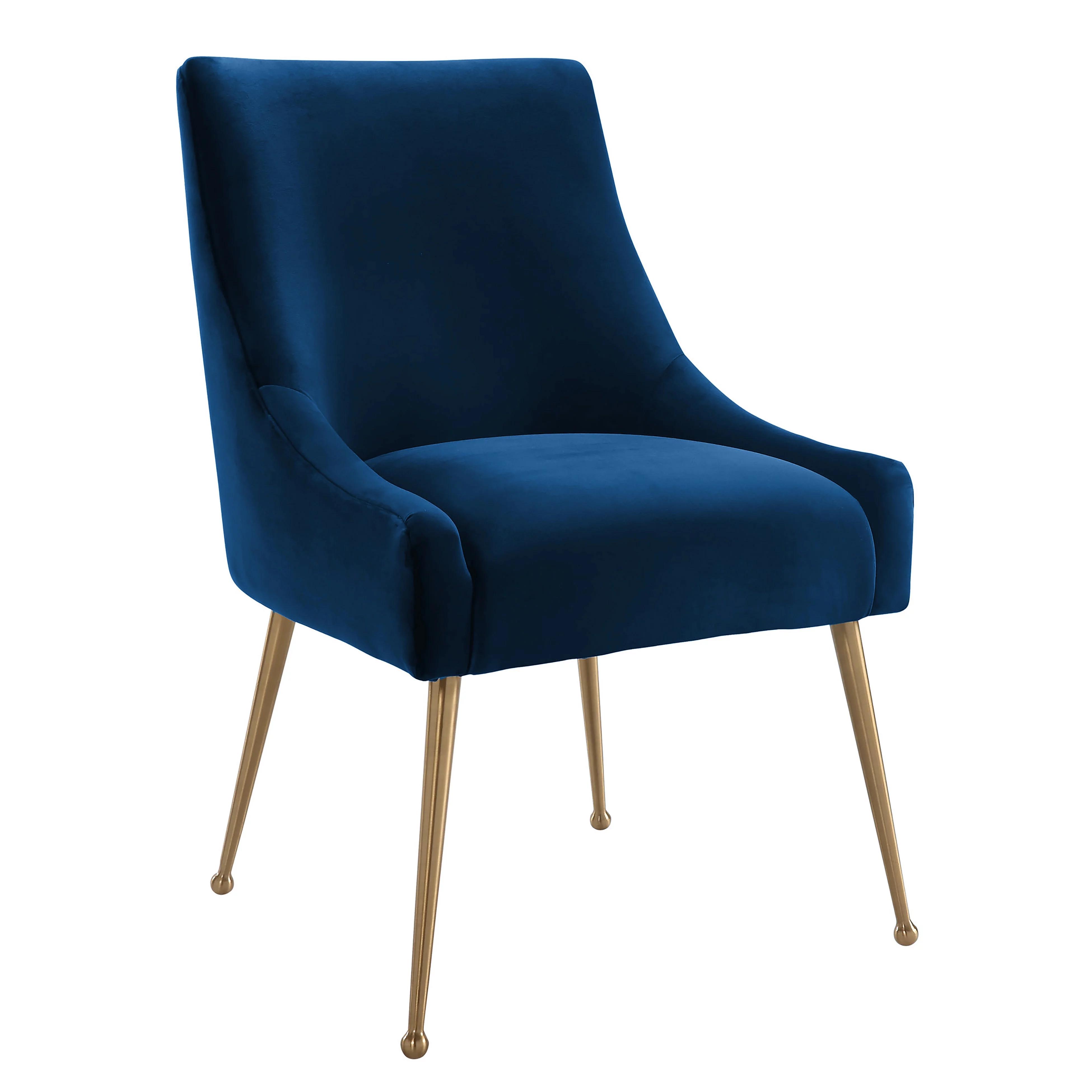 TOV Furniture Beatrix Navy Velvet Side Chair with Gold Legs