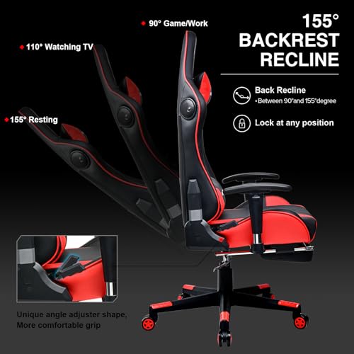 GTRACING Gaming Chair with Footrest Speakers Video Game Chair Bluetooth Music Heavy Duty Ergonomic Computer Office Desk Chair
