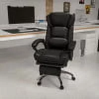 Emma + Oliver High Back Black LeatherSoft Reclining Ergonomic Outer Lumbar Swivel Office Chair