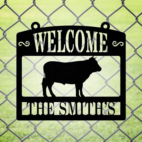 Customizable Bull Metal Signs, Last Name Signs, Farm Yard, Farmhouse Decor, Farm Address Signs, Farmer Gifts, Housewarming Outdoor Décor
