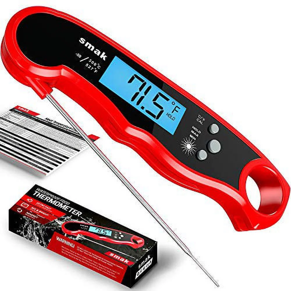 Digital Instant Read Meat Thermometer - Waterproof Kitchen Food Cooking Thermometer with Backlight LCD - Best Super Fast Electric Meat Thermometer Probe for BBQ Grilling Smoker Baking Turkey