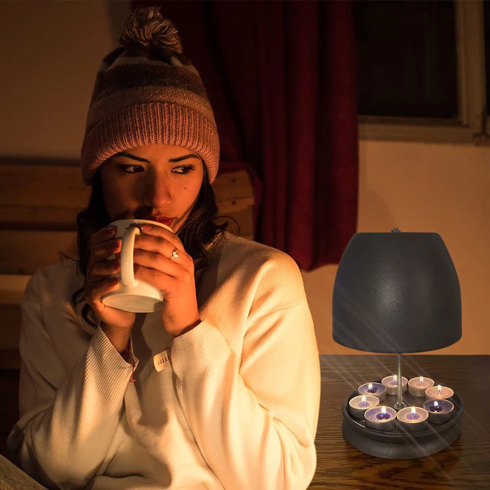 Anself Tea Light Stove Candle Table Heater, Double Walled Oven Radiator