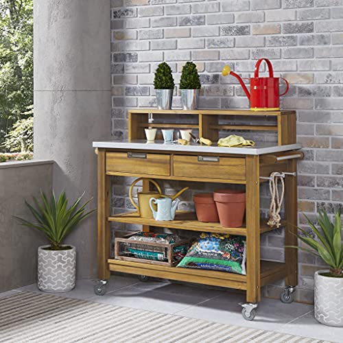Homestyles Maho Golden Teak Potting Bench