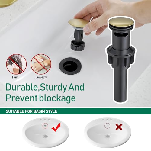 VOTON Vessel Sink Faucet Matte Black Tall Bathroom Faucet Single Handle Vanity Bathroom Sink Faucet 1 Hole Basin Mixer Tap with Water Supply Hose and Pop Up Sink Drain