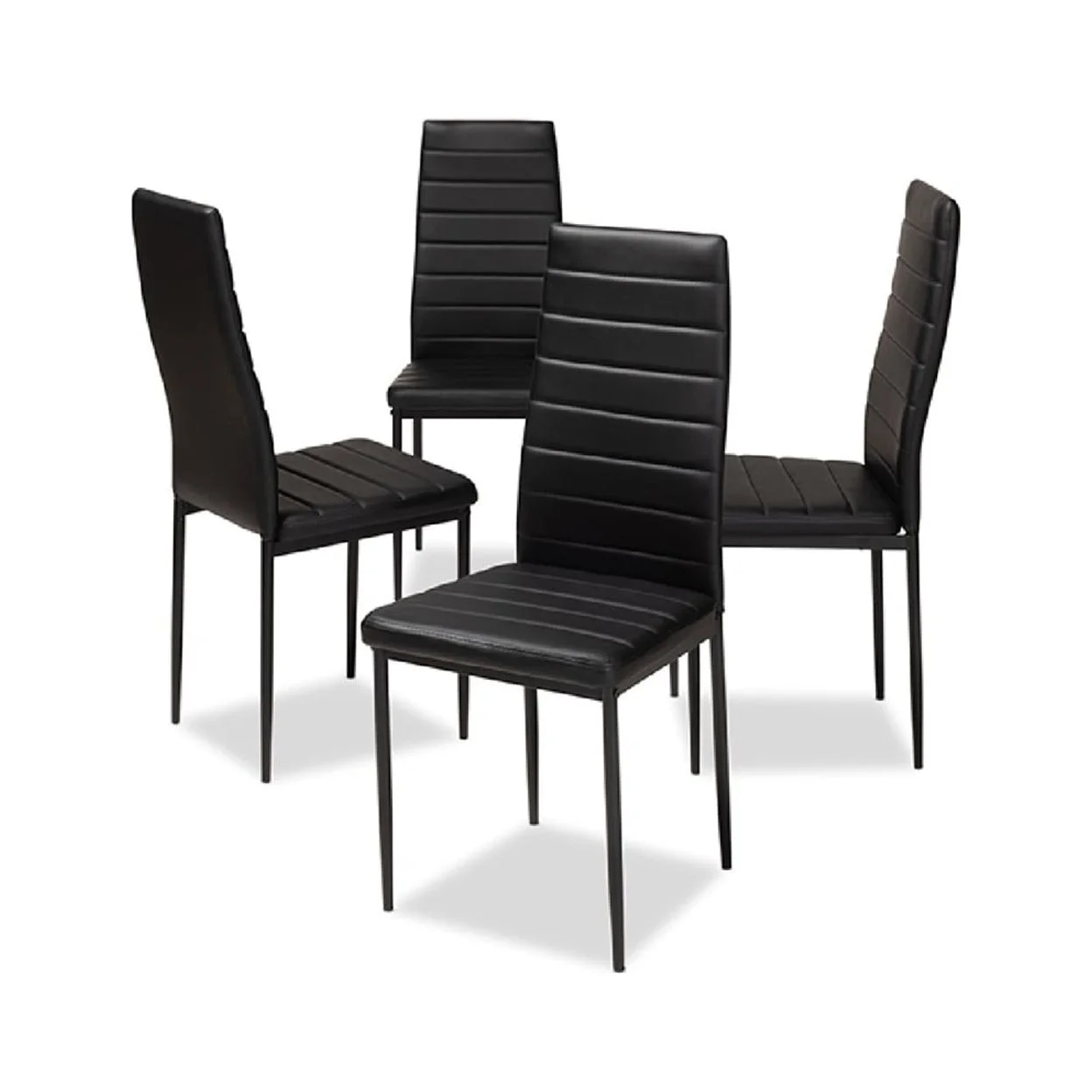 Baxton Studio Armand Modern and Contemporary Black Faux Leather Upholstered Dining Chair (Set of 4)