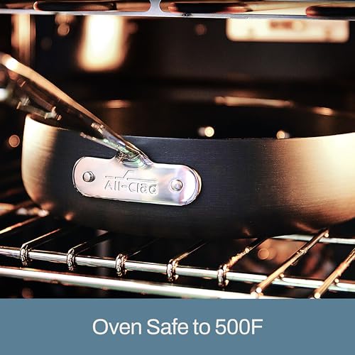 All-Clad HA1 Hard Anodized Nonstick Cookware Set 13 Piece Induction Oven Broiler Safe 500F, Lid Safe 350F Pots and Pans Black