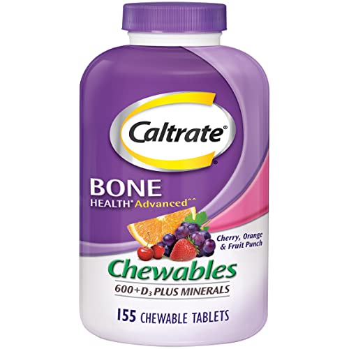 Caltrate Chewables 600 Plus D3 Plus Minerals Calcium Vitamin D Supplement, Cherry, Orange and Fruit Punch - 60 Count