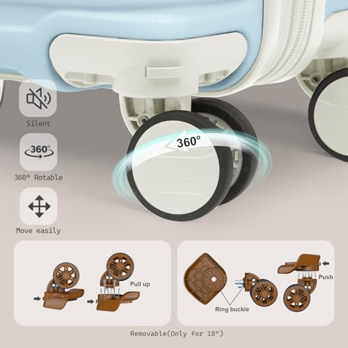 Joyway Carry On Luggage 20 Inch Expandable Suitcase with Spinner Wheel, 4 Piece Hard Shell Luggage Set with TSA Lock(White brown)