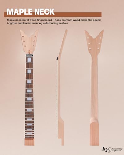 Leo Jaymz DIY Single Cut Electric Guitar Kits with Mahogany Body and Neck - Rosewood Fingerboard and All Components Included (LP Hollow)