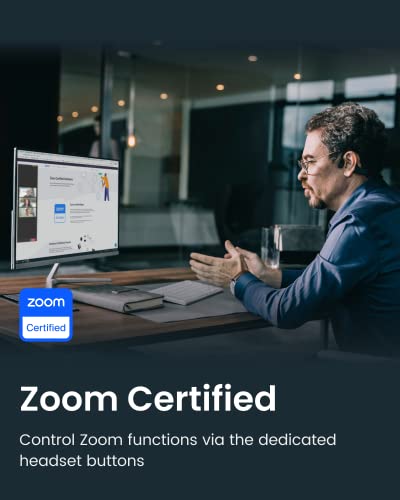 SHOKZ OpenComm2 UC - Bone Conduction Bluetooth Stereo Computer Headset with Boom Mic - USB-C Compatible with PC and Mac - Zoom Certified, with Bookmark