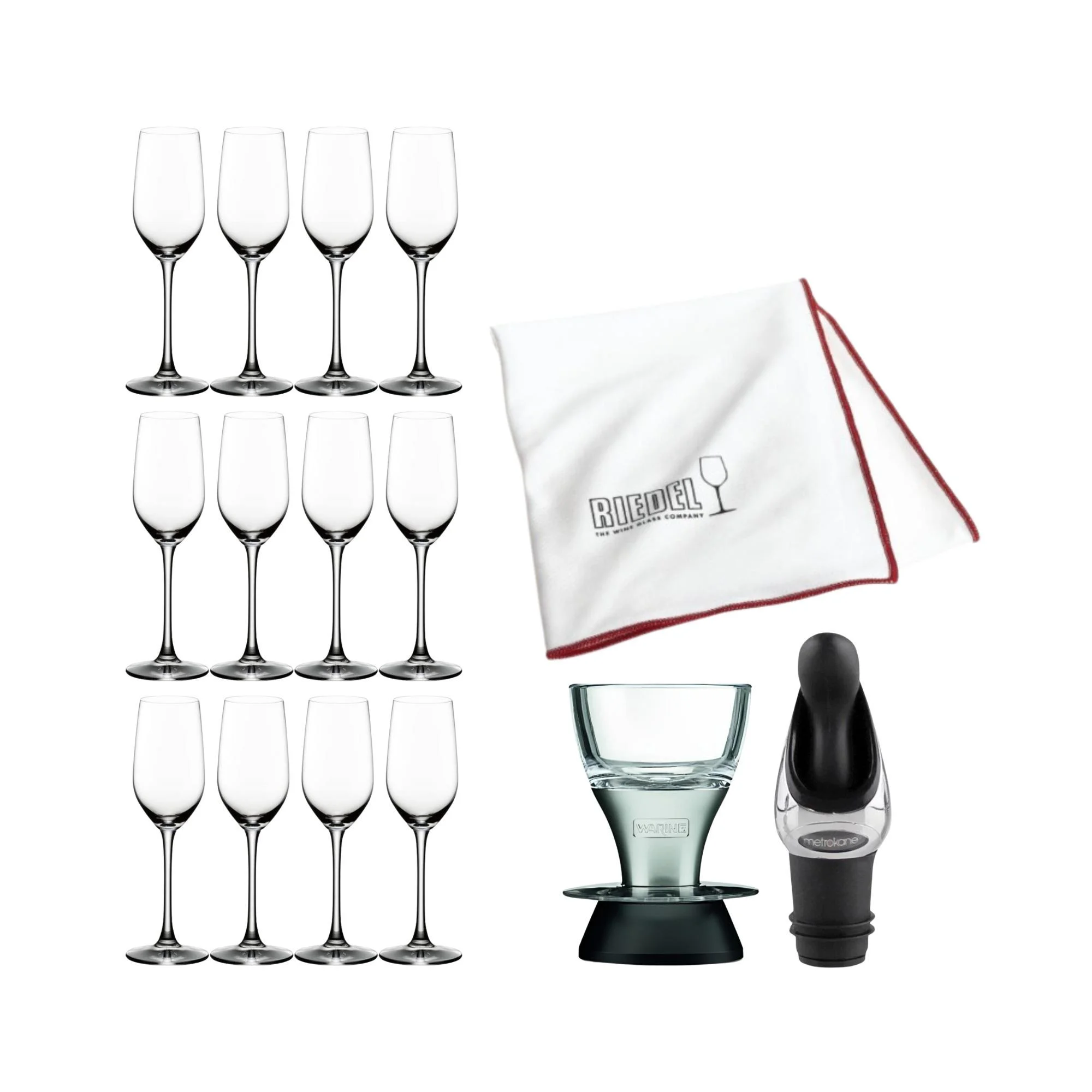 Riedel Bar Ouverture Tequila Glasses with Microfiber Cloth, Wine Aerator, and Wine Pourer (12-Pack)