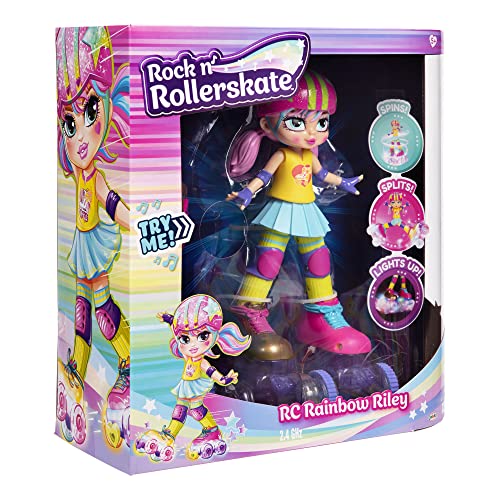 JAKKS Pacific Rock N Rollerskate Doll Rainbow Riley Light Up Remote Control Rollerskating Doll - Plays Music and Skates!, 10