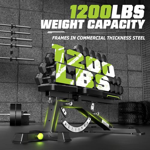 Weight Bench, Workout Bench for Home Gym with 1200 LBS Capacity, Adjustable Weight Bench with Heavy Duty Leg Extension and Preacher Pad, Gym Bench Incline Flat Decline for Bench Press Full Body Strength Training