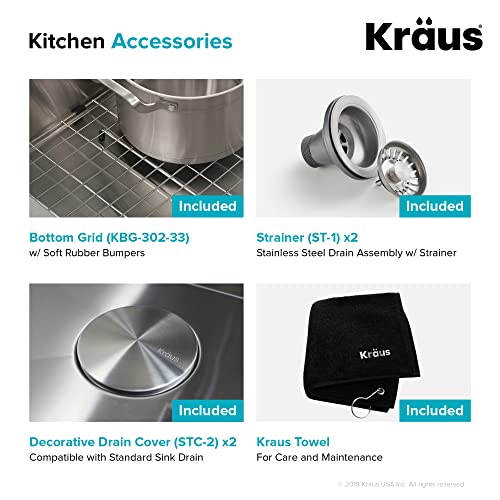 KRAUS Standart PRO 22-inch Drop-In Top Mount 16 Gauge Stainless Steel Single Bowl Laundry Utility Sink, KHT301-22L