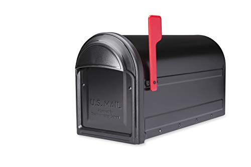 Architectural Mailboxes Barrington Galvanized Steel Post Mount Mailbox, Compatibility Code F, 7900-1B-R-10, Black, Large Capacity