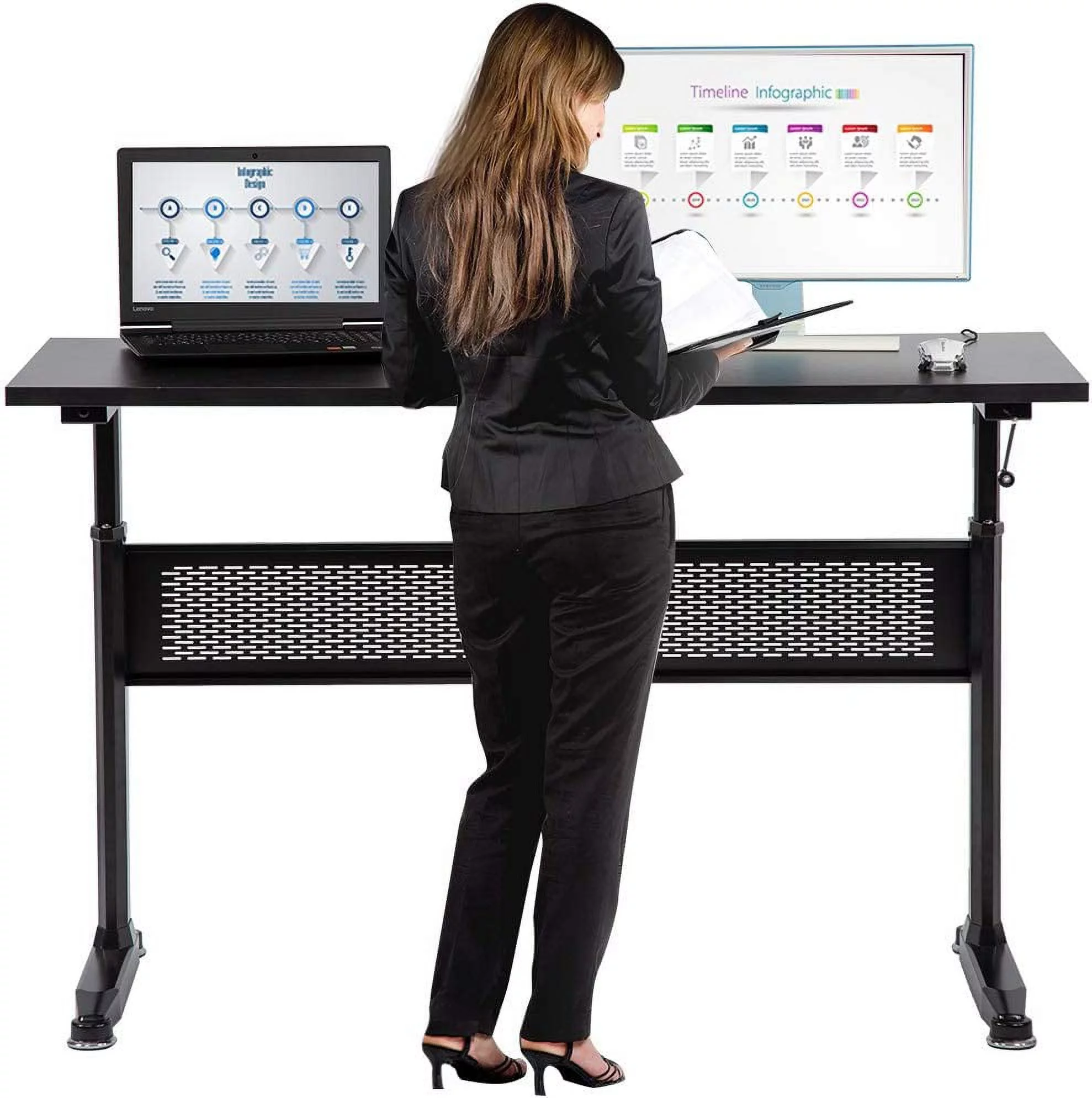 CL.HPAHKL Home Office 55In Electric Standing Desk Height Adjustable Computer Desk for Small Area Bedroom Desk Table Small Writing Study Desk for Student Ergonomic Writing Computer Workstation Table