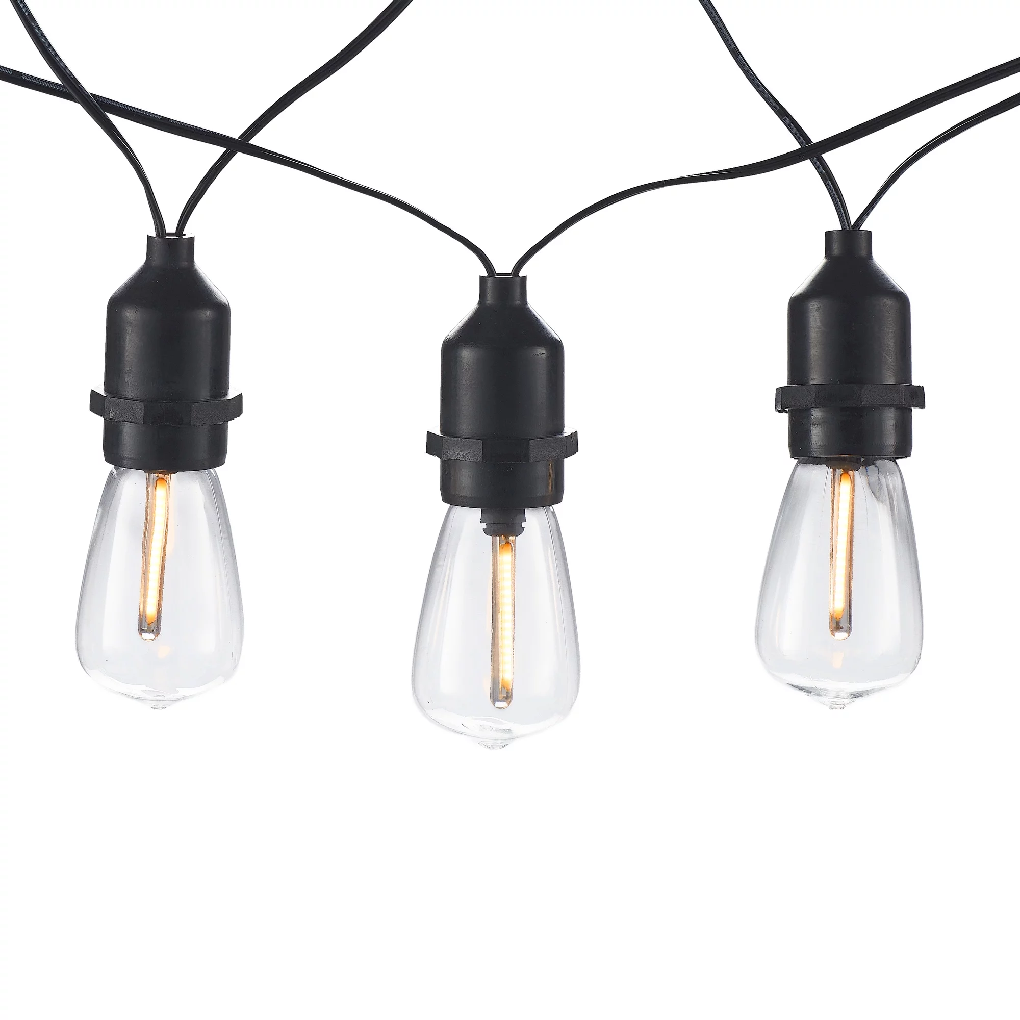 Better Homes & Gardens 15-Count Solar Powered Edison Outdoor String Lights, with Warm White LED Bulbs