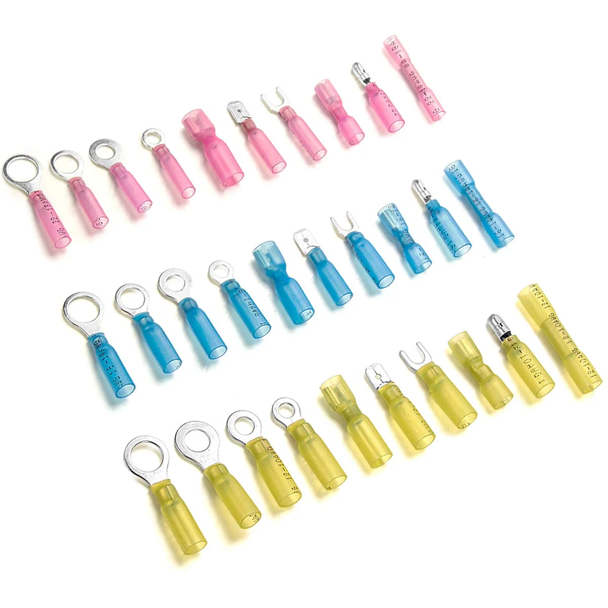 150PCS Heat Shrink Connectors, Sopoby Electrical Wire Connectors Crimp Connectors, Insulated Automotive Marine Wire Terminal Kit, Ring Fork Spade Bullet Butt Connectors