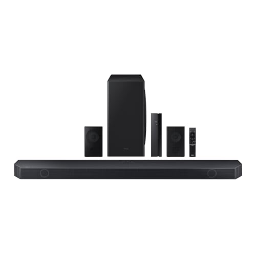 SAMSUNG Q990D 11.1.4ch Soundbar w/Wireless Dolby Atmos Audio, Rear Speaker Included, Q-Symphony, SpaceFit Sound Pro, Adaptive Sound, Game Mode Pro with Alexa Built-in, HW-Q990D/ZA