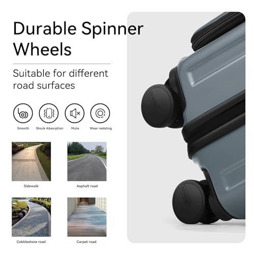 ROAMING Grace Expandable Carry On Luggage Airline Approved, 20 Inch Hardside Carry On Suitcase with Wheels, Travel Harshell Spinner Small Luggage with Tsa Lock, Jade cyan, 20-Inch Carry-On