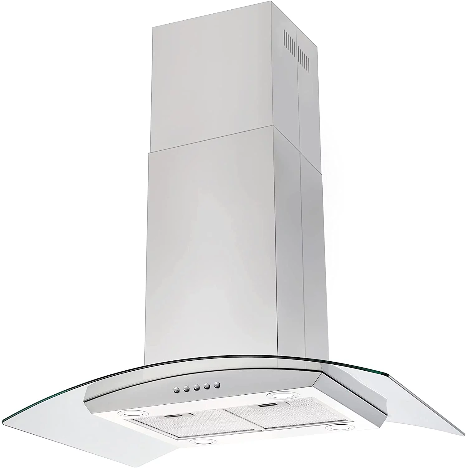Tieasy Island Range Hood 36 inch Kitchen 3 Speed Extractor Fan Aluminum Filter Tempered Glass