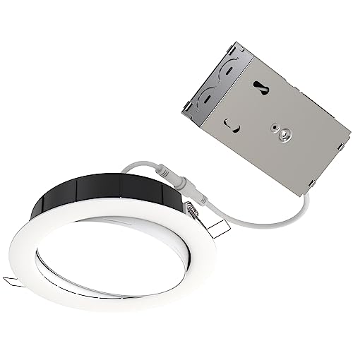 Juno WF6 ADJ SWW5 90CRI MW M6 Wafer-Thin LED Downlight, Adjustable Trim, Switchable CCT 2700K, 3000K, 3500K, 4000K, and 5000K, 90+ CRI, Matte White, 6-Inch