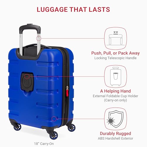 SwissGear 7366 Hardside Expandable Luggage with Spinner Wheels, White, Carry-On 19-Inch