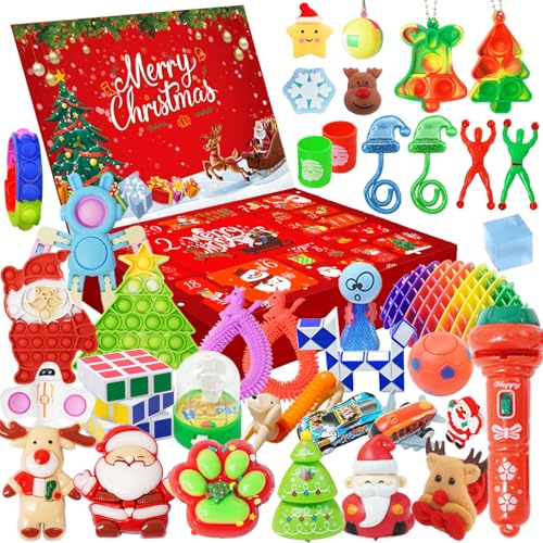 Fidget Advent Calendar 2025, 24 Days of Surprises Christmas Countdown Calendar, Sensory Fidget Toy for Kids & Adult, Party Favor Christmas Gifts Stocking Stuffers Gifts