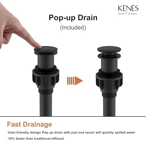 KENES Brushed Nickel Vessel Sink Facuet Single Handle Tall Bathroom Sink Faucet Vanity Bathroom Faucet Basin Mixer Tap with Water Supply Hose and Pop Up Sink Drain, LJ-9031A