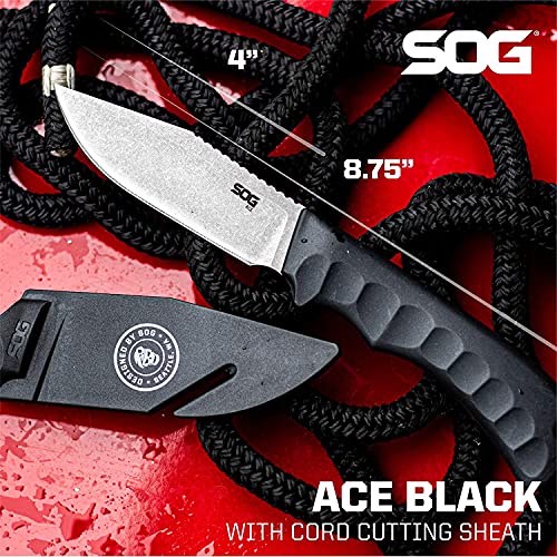SOG Fixed Blade Knives with Sheath - Ace Field Knife, Survival Knife, Hunting Knife, Camping Knife with 3.8 Inch Full Tang Blade