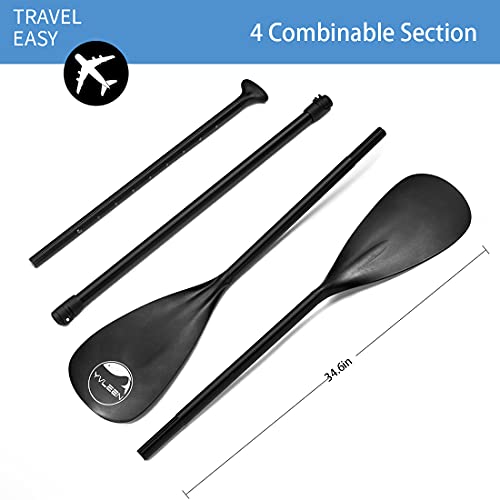 YVLEEN SUP Paddle Board Paddle，Stand up Paddleboard Paddles Adjustable Aluminum 4-Piece Floating Kayak Paddle，Convertible Paddle