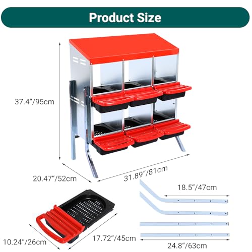 Chicken Nesting Box, 10 Hole 2 Layer Hen Nest Box with Legs, Roll Away Eggs Laying Boxes,Cleanable Pull Out Hen Roosting Boxes