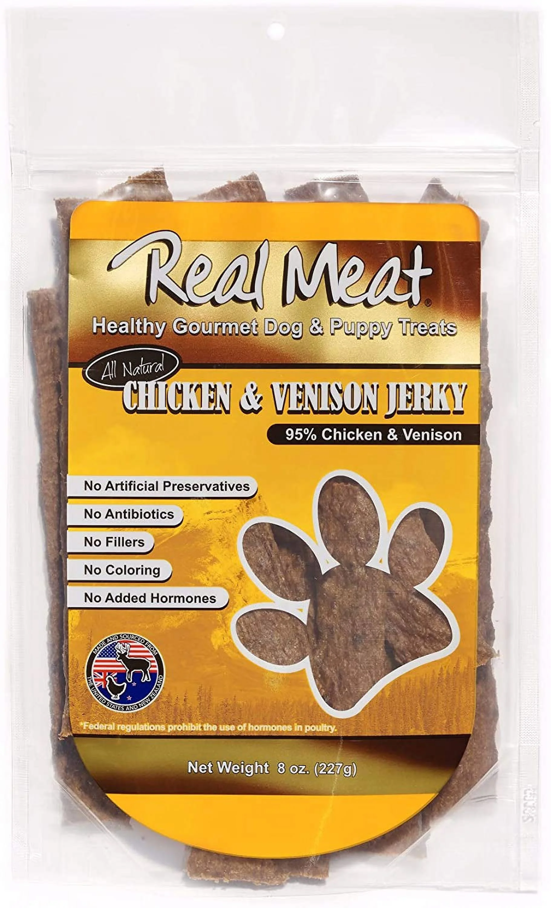 Real Meat Air-Dried Jerky Treats, Free-Range, All-Natural (Chicken & Venison Stix, 8oz)