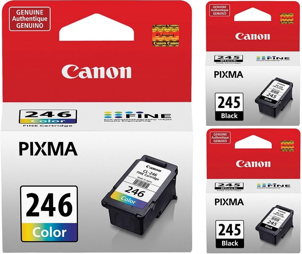 Canon Genuine PG-245 Black Ink Cartridge - 2 Pieces (8279B001) CL-246 Color Ink Cartridge (8281B001)