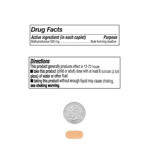 Equate Fiber Therapy Methylcellulose Caplets, 500 mg, 100 Count