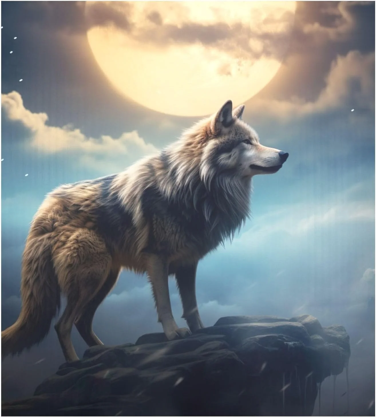 Coolnut Magnetic Dishwasher Stickers Night Wolf Pattern Kitchen Dishwasher Cover Sticker, Panel Decal Home Cabinet Appliances Stickers 23in W x 26in H Home Decor