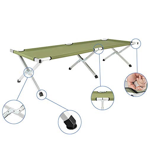 Camp Bed, Portable Folding Camping Cot for Adults,Indoor Outdoor Portable Sleeping Cot for Hiking, Camping with Carrying Bag Army,Green