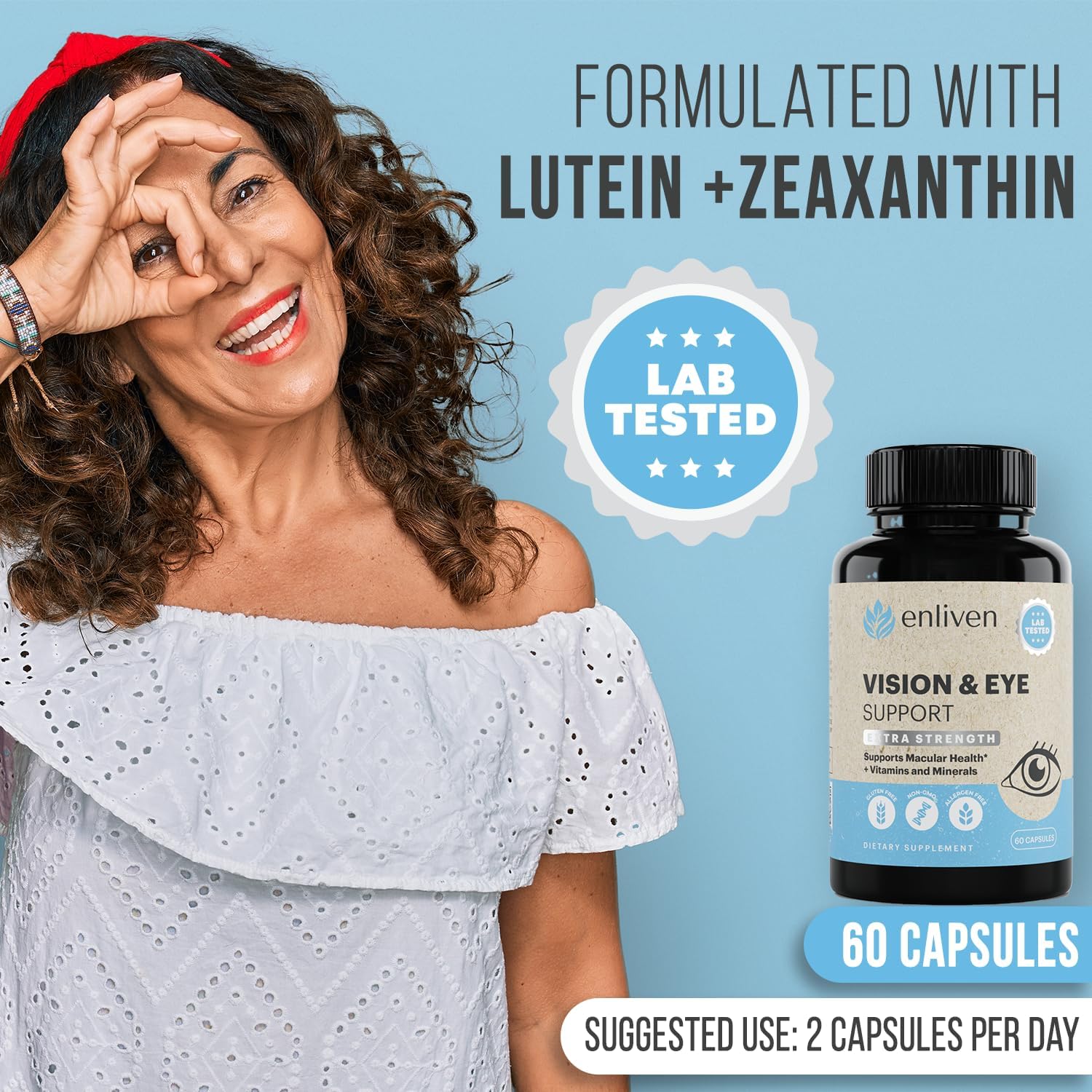Lutein and Zeaxanthin Supplement to Support Vision & Eye Health | Extra Strength Vitamins | Made in USA (60 Capsules)