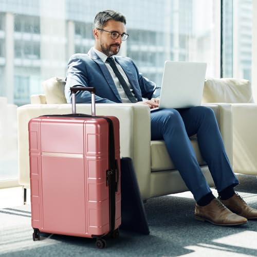 Karl home Luggage Expandable 3 Piece Set Suitcase PC+ABS Hard-Sell with TSA Lock Spinner Wheels 20in 24in 28in Travel Rolling Carry on Woman/Men Rose Gold